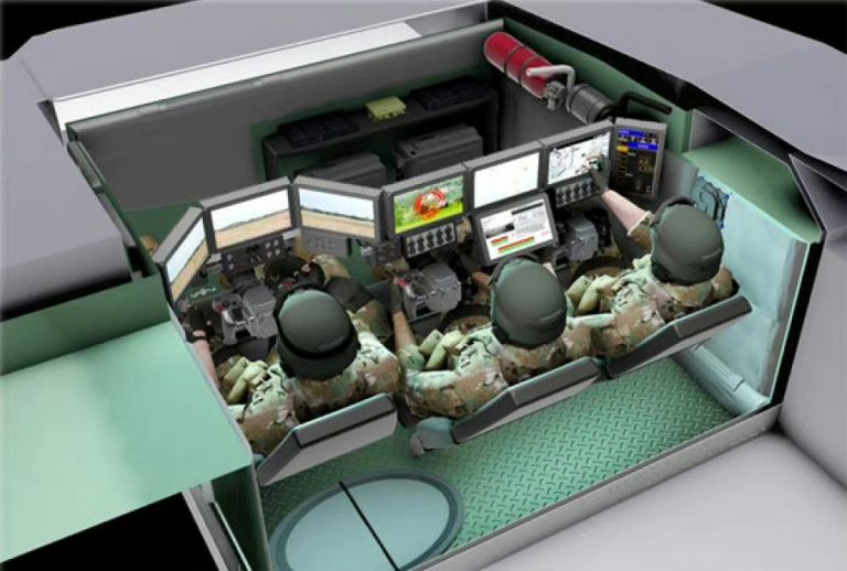    Расположение экипажа Abrams X. Механик водитель крайний слева