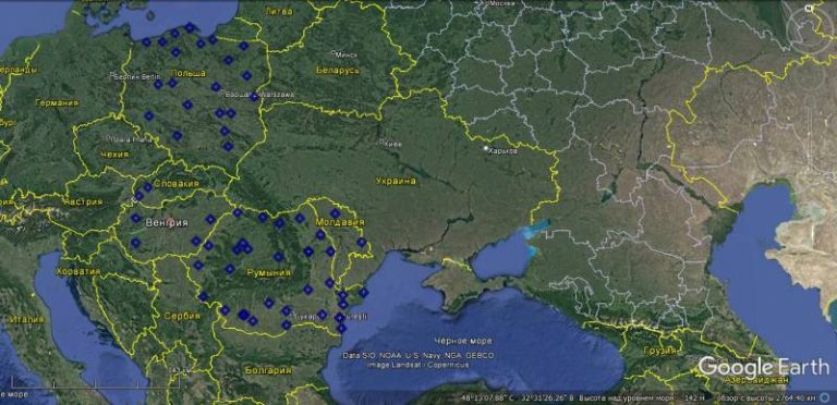  Схема расположения радиолокационных постов в Румынии, Молдавии, Венгрии, Словакии и Польше по состоянию на конец 2021 года