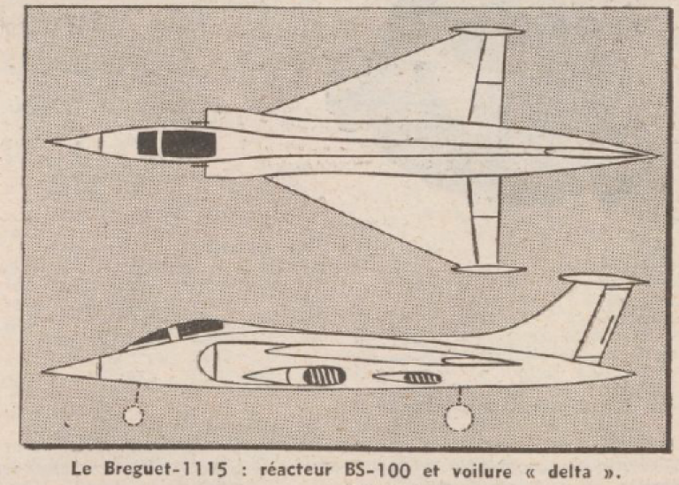 схема проекта истребитель-бомбардировщик с вертикальными взлетом и посадкой Breguet Br 1115