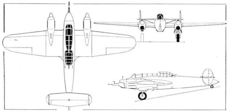схема прототипа легкого бомбардировщика-штурмовика Рогожарски Р-313