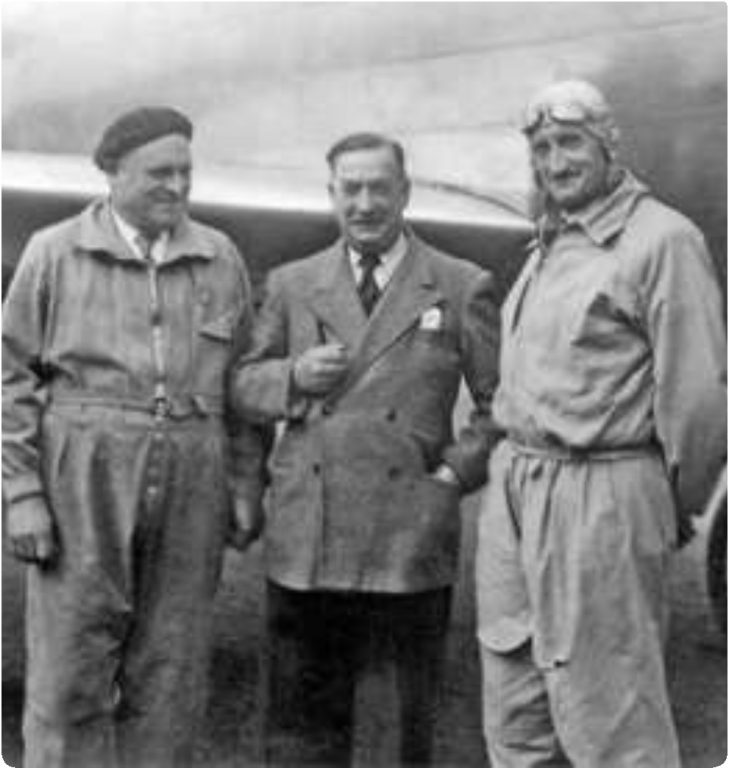 слева направо: пилот и инженер компании Farman Люсьен Купе (Lucien Coupet), конструктор истребителя NC.1080 Шарль Пийон и летчик-испытатель Фернан Лан. Снимок из коллекции автора статьи