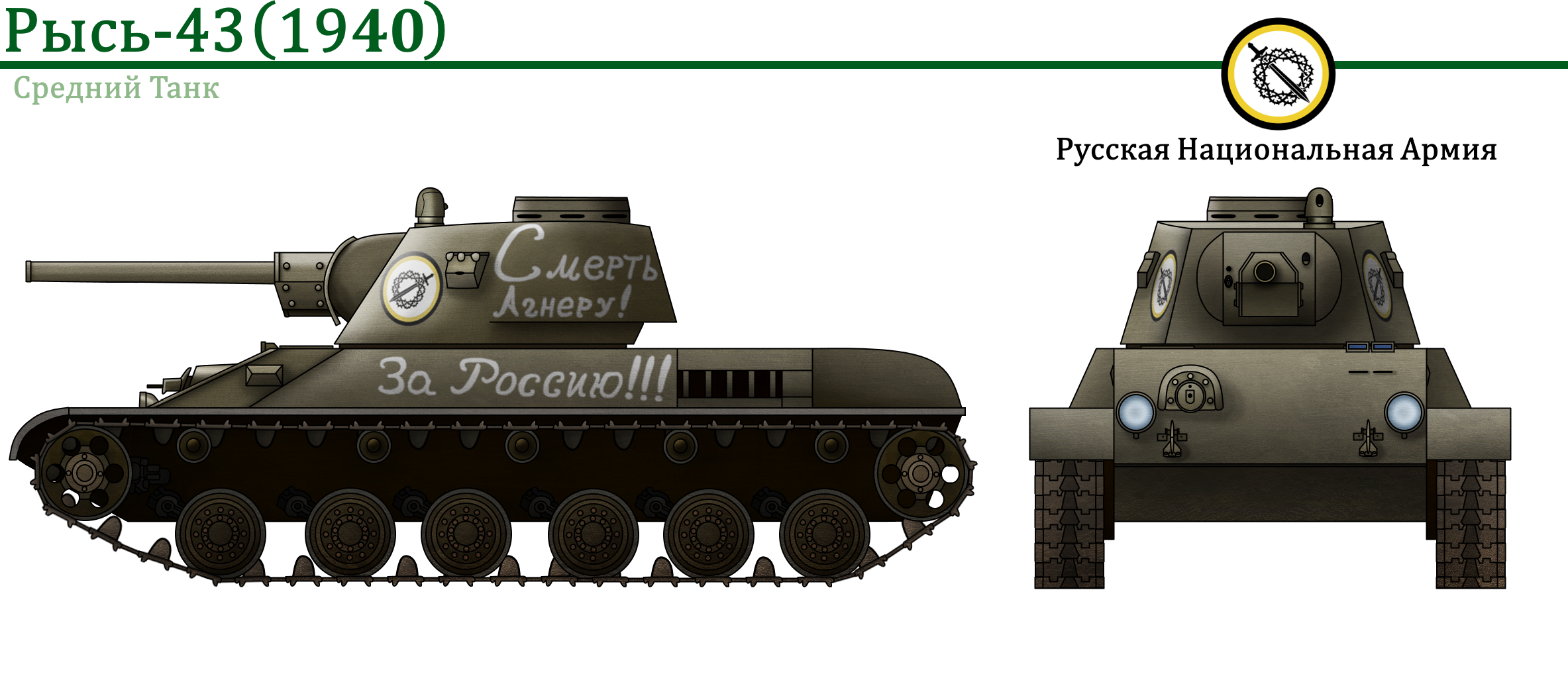 Рысь-43 (Объект 243). Средний Танк для Российской Национальной Республики  из Vladkov Conspiracy Theory. - Альтернативная История