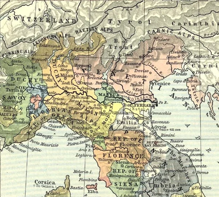 Северная Италия на начало 1490-х несколько подробнее