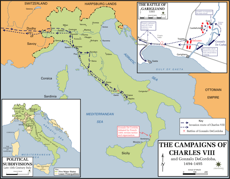 Маршрут французского похода по Италии