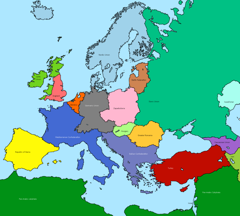 Карта вероятных союзов в Европе после развала ЕС