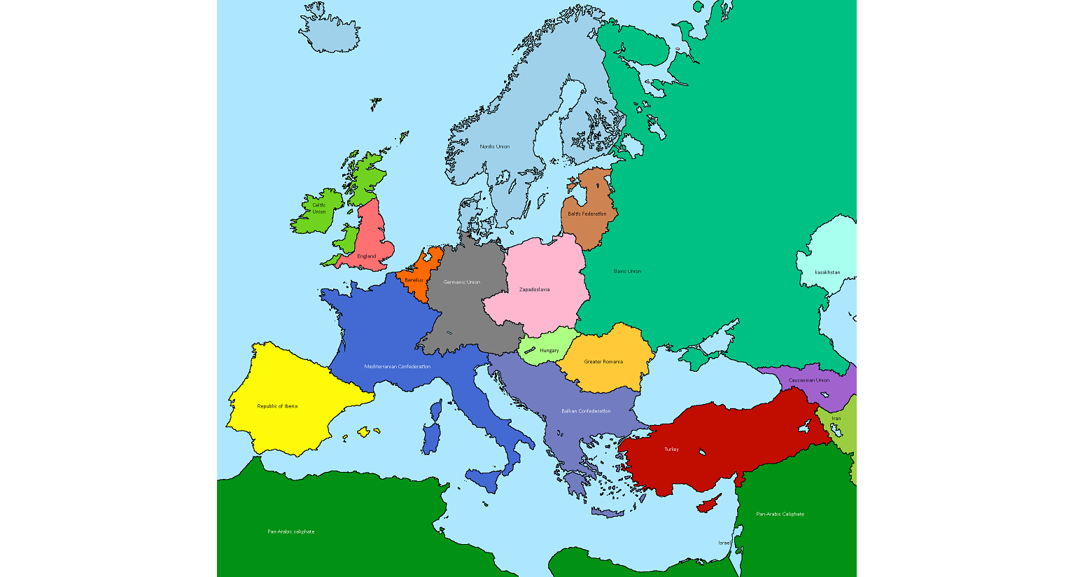 Карта вероятных союзов в Европе после развала ЕС - Альтернативная История
