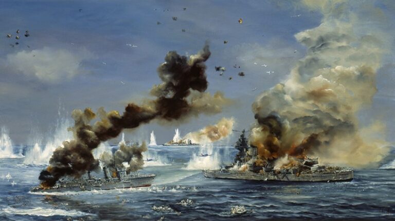 «Микума», «Могами» и эсминцы эскорта под атакой палубных пикировщиков