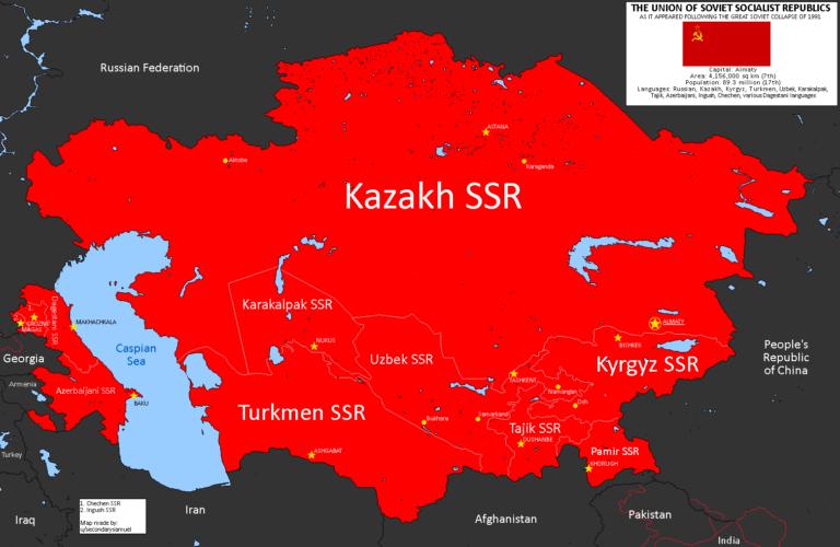 Карта Среднеазиатского СССР