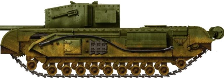 Churchill Gun Carrier. В корпусе установлена зенитная пушка Ordnance, QF, 3 inch 20-cwt, AA.