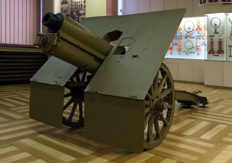 75-мм горная пушка 75 mm Skoda M. 28 в экспозиции Военного музея Праги