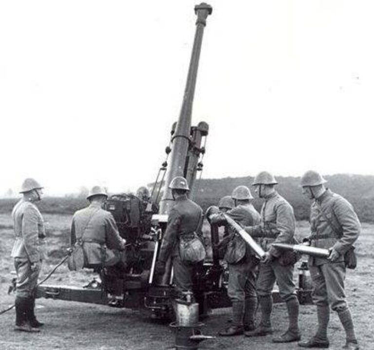 Зенитное орудие 7.5 cm kanon PL vz. 37 на огневой позиции