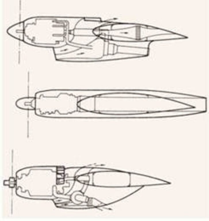 Варианты гондол Ил-26 с двигателями М-501 (вверху), ТВ-2 и АШ-2ТК