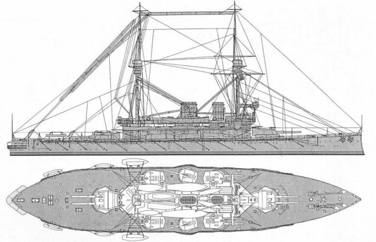«Лорд Нельсон». Внешний вид корабля на момент вступления в строй, 1908 г.