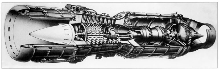 Схема турбореактивного двигателя ТР-1.