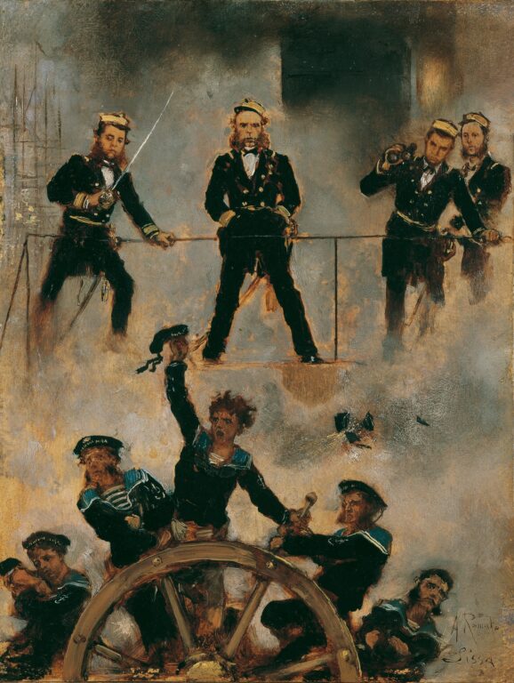 Контр-адмирал фон Тегетхофф во время битвы при Лиссе