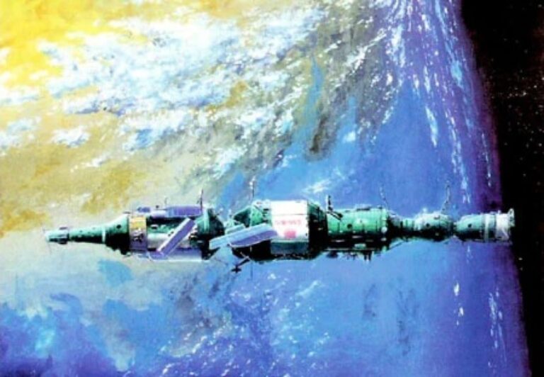 Советская орбитальная пилотируемая станция «Алмаз-1» в представлении художника
