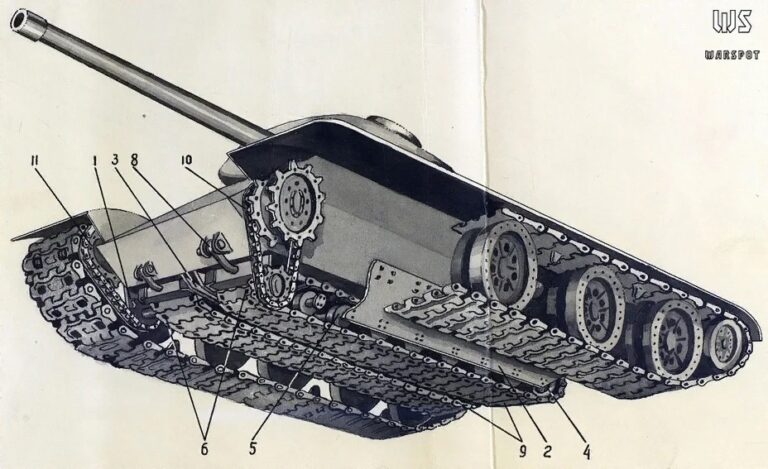 Модификация КВ-1. К днищу танка крепились дополнительные гусеницы, соединённые с ведущими катками цепью.
