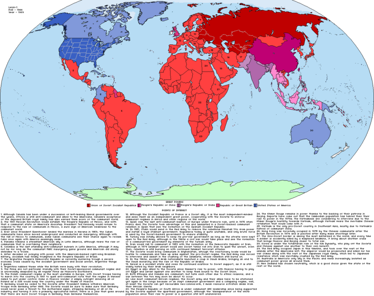 Карта мира на 1989 год