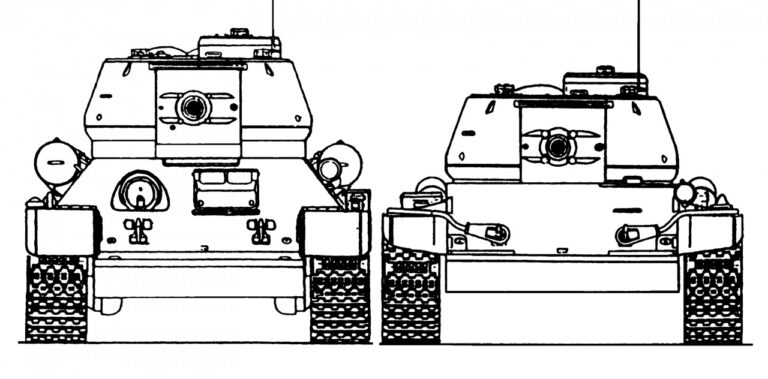 Передние проекции танков Т-34-85 и Т-44