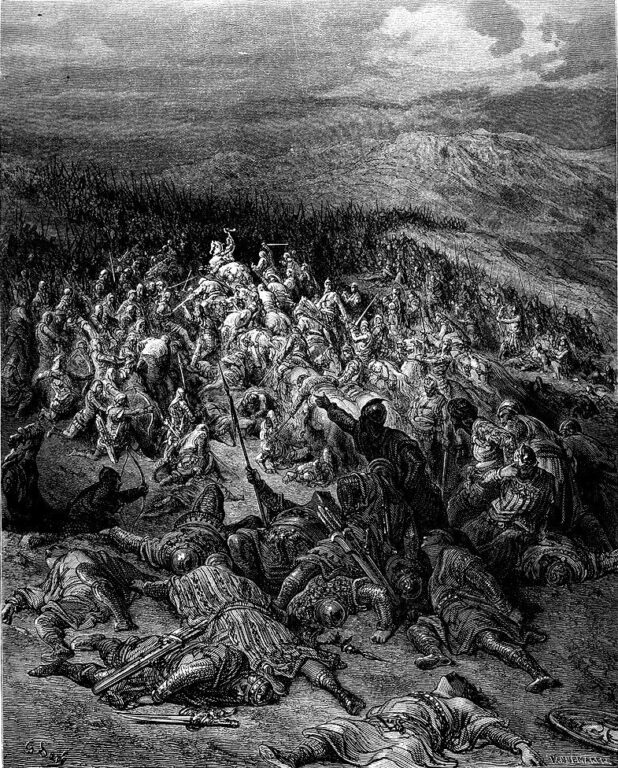 Двести рыцарей атакуют двадцать тысяч сарацин. Картина Густава Доре.