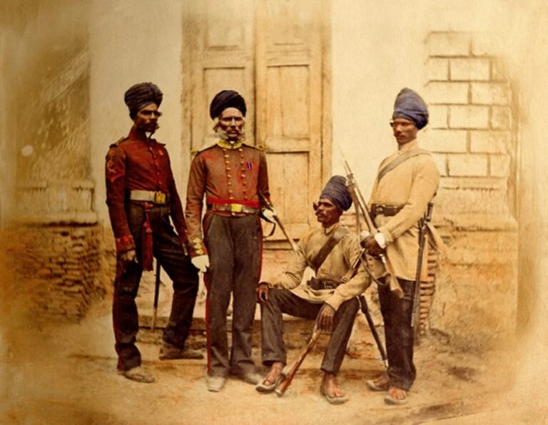 Военнослужащие Мадрасского корпуса сапёров и минёров (фото 1857-1858 годов)