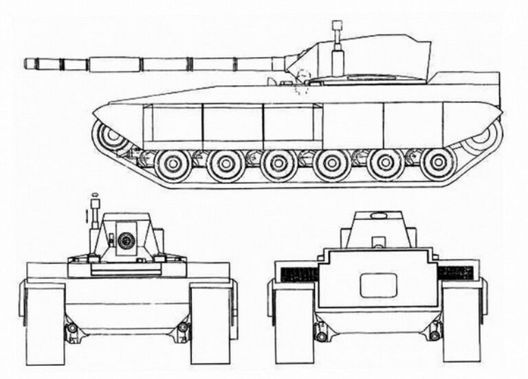 Польский танк четвёртого поколения с шестикатковым шасси разработки 1997 года