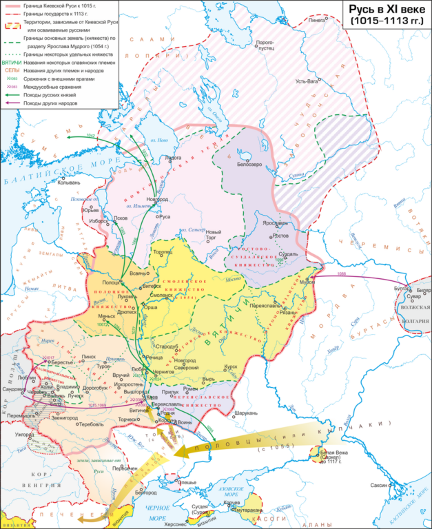 Эксклавы Белая Вежа, Олешье и Тмутаракань на карте Древней Руси XI века 