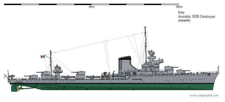 Проект эсминца Ансальдо 1939 года. Италия
