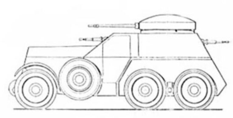 Бронеавтомобиль ADG-K. Масса около 7 тонн, экипаж 4-5 человек, вооружение одна 20-мм пушка и три пулемёта.