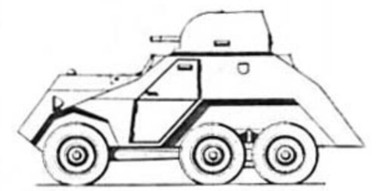 Бронеавтомобиль ADAZ. Масса около 6 тонн, экипаж 3 человека, вооружение одна 20-мм пушка и пулемёт, колёсная формула 6х6.