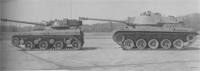 Это изображение дает хорошее представление о разнице в размерах между танками T92 и M41