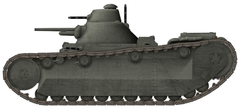 Stridsvagn A1. Масса — 10,5 тонны, экипаж — 4 человека, скорость — 25 км/час, бронирование — 30 мм, вооружение — 47-мм пушка L33 и три пулемёта.