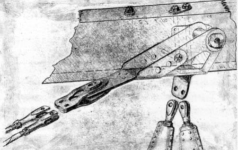 Крепление стойки и растяжек бипланной коробки самолета И-3 к лонжерону верхней консоли крыла. Рисунок из книги: Маслов М. Первые истребители СССР – от И-1 до И-5