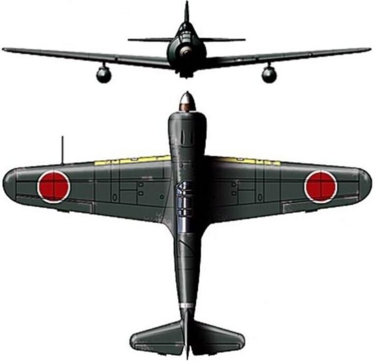 Проекции Ki-100 спереди и сверху