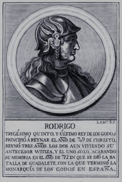 Родерих (по-испански Родриго) на гравюре XVIII века