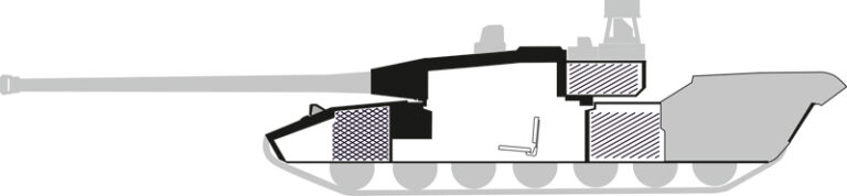 Изделие «490» вариант 3. Штриховкой показано размещение боекомплекта и топлива