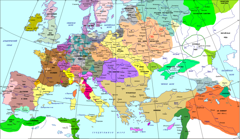 РИ Карта Европы на конец 15 века.
