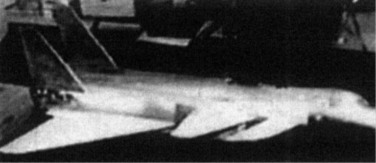 Продувочная модель самолета 1-42 в 1-м (условно) варианте. Фото из книги: Gordon Ye. Sukhoi S-37 and Mikoyan MFI. Russian Fifth-Generation Fighter Technology Demonstrators. Red Star Volume 1. Hinkley, UK, Midland Publishing, - 2001