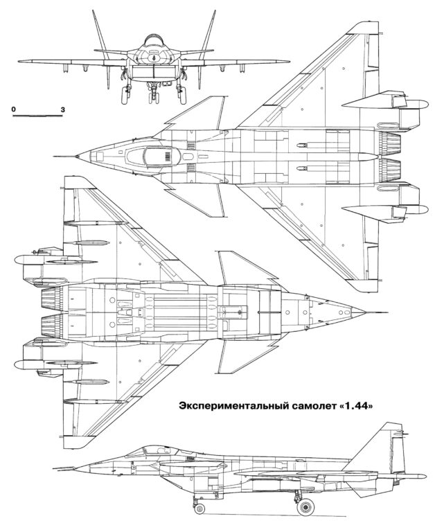 Общий вид первого опытного самолета – демонстратора истребителя V поколения Микоян 1-44. Источник: http:www//paralay.narod.ru