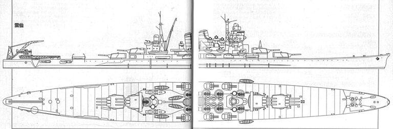 Тяжелый крейсер "Зао", схема внешнего вида из японского источника