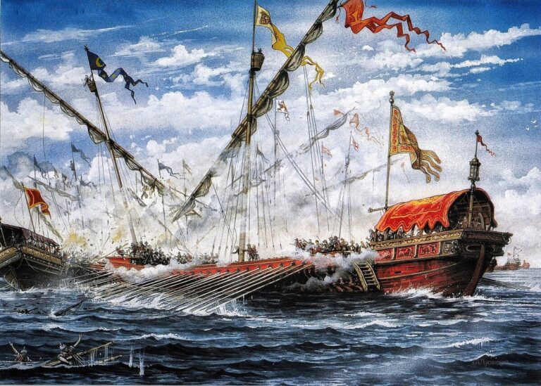 Венецианская галера атакует египетский корабль