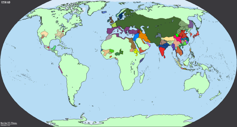 Карта мира на 1250 год