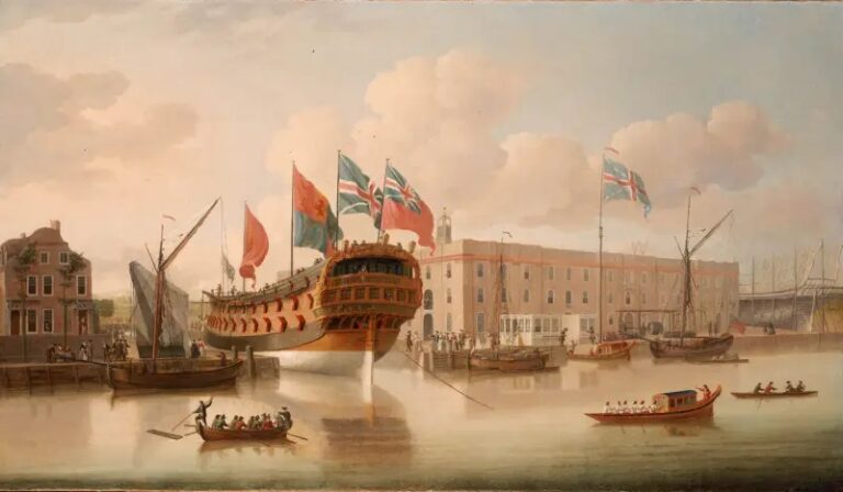 Спуск корабля «St Albans» на Дэпфордской верфи, 1747 год