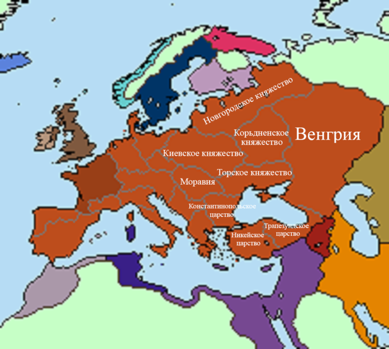 Карта Европы на 1322 год