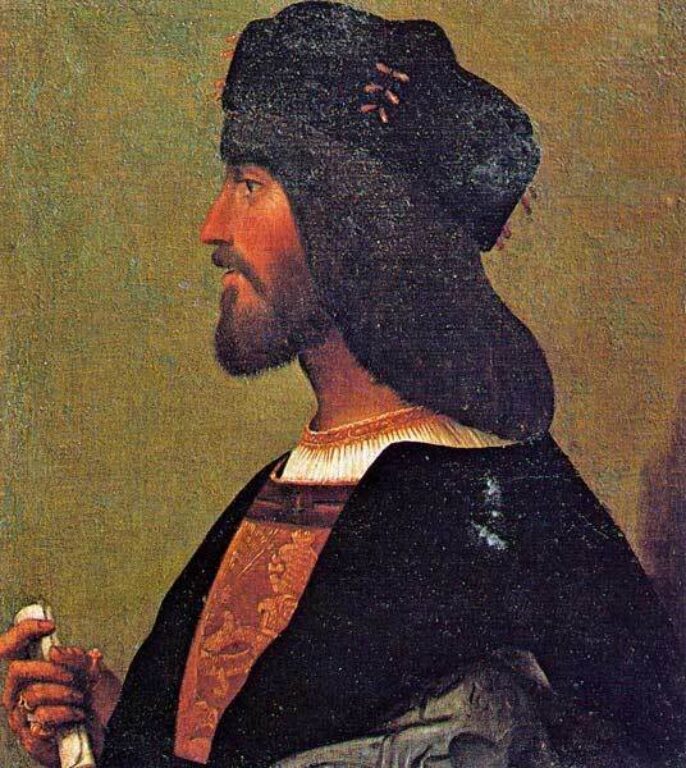 Профильный портрет мужчины из коллекции дворца Венеции в Риме — предполагаемая копия портрета Чезаре Борджиа работы Бартоломео Венето