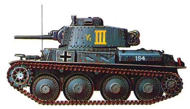 Pz.38(t) Ausf.C из состава 3-го батальона 10 танкового полка 8-й танковой дивизии. Восточный фронт, август 1941 года.