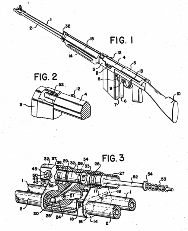 Схема конструкции винтовки Стефана К. Дженсона. Рисунок из патента