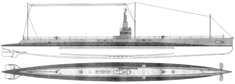Подводная лодка типа "Т", схема внешнего вида