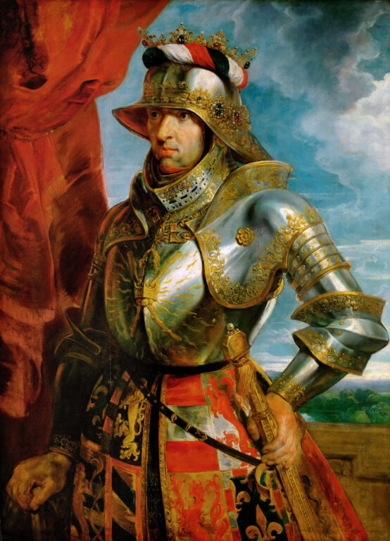 Неудачливый вояка император Максимилиан в предельно пафосном и рыцарственном облике на портрете кисти Рубенса