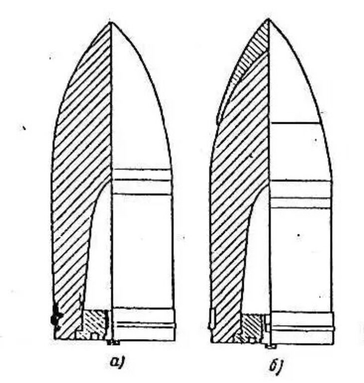 В таком виде бронепробивающие наконечники просуществовали в Российском императорском флоте до появления снарядов обр. 1911 года, к которым мы вернемся чуть позже.